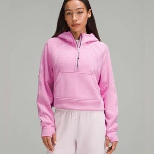 Lululemon Heathered Dahlia Mauve Half-Zip Hoodie Fleece Scuba, size M/L, NWT